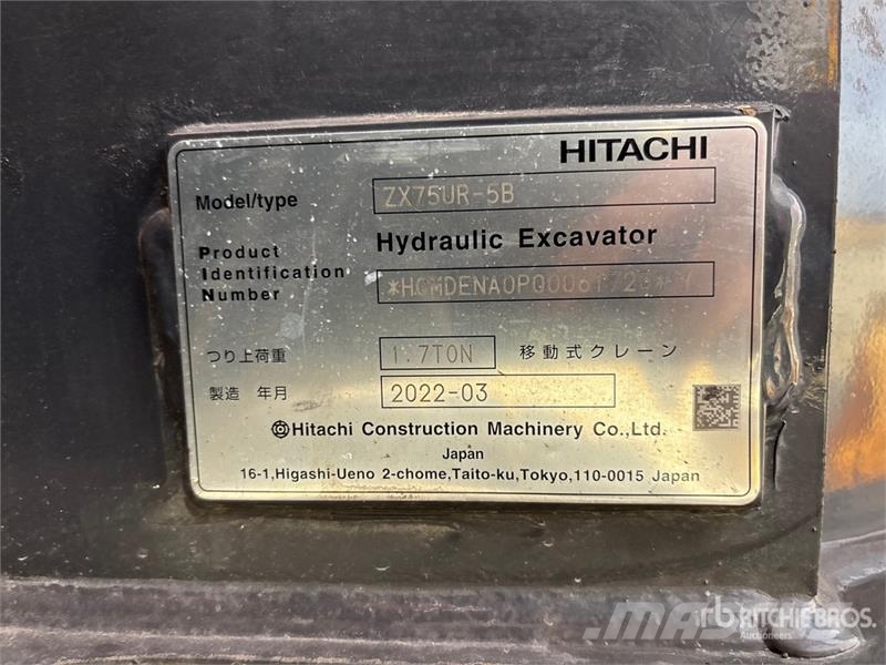 Hitachi ZX75UR-5B Tracked Excavator Pelle sur chenilles