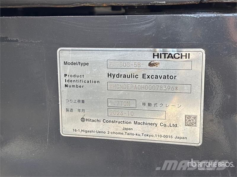Hitachi ZX75US-5B Tracked Excavator Gravemaskiner på larvebånd