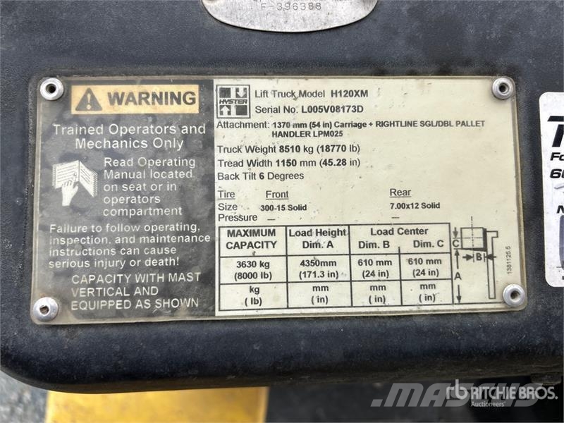 Hyster H120XM Kahveltõstukid - muud