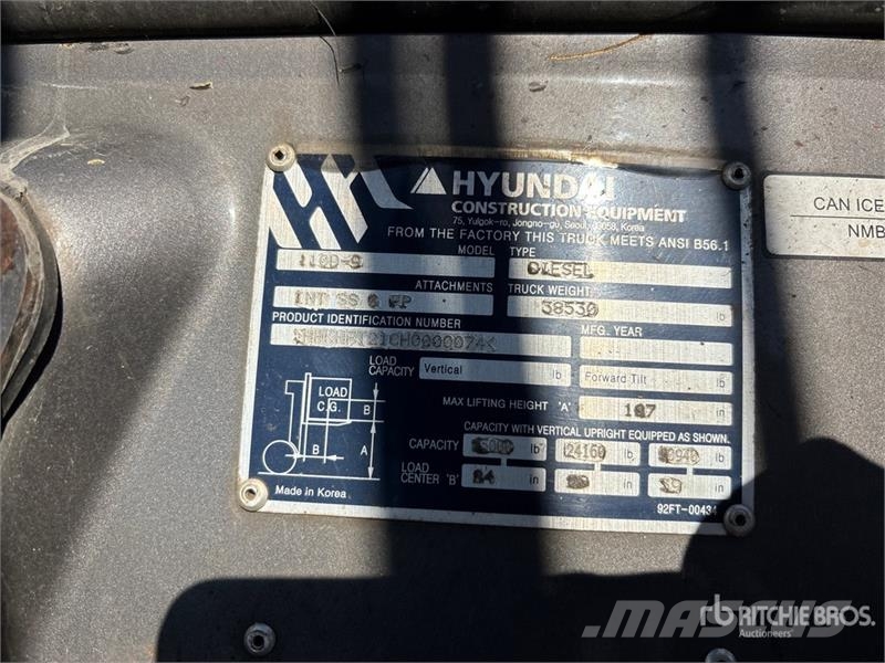 Hyundai 110D-9 25000 lb Pneumatic Tire Forklift Інше