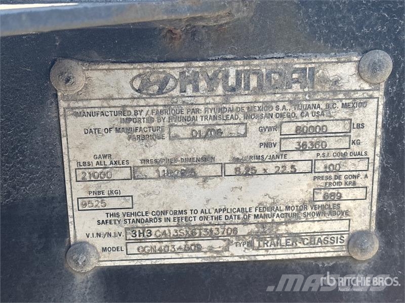 Hyundai 40 ft Tri/A Container Trailer Remolques portacontenedores
