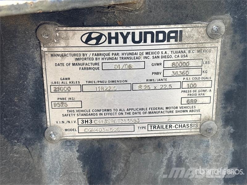 Hyundai CGN403-506 40 ft Tri/A Container Trailer Remorque porte container