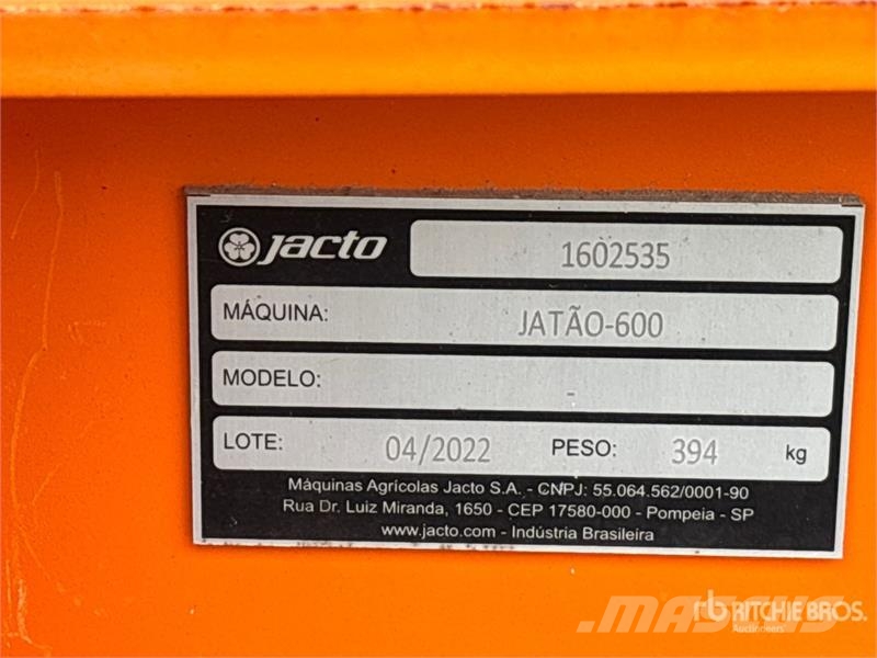 Jacto Jatao-600 3-Point Hitch Sprayer Anhängespritzen