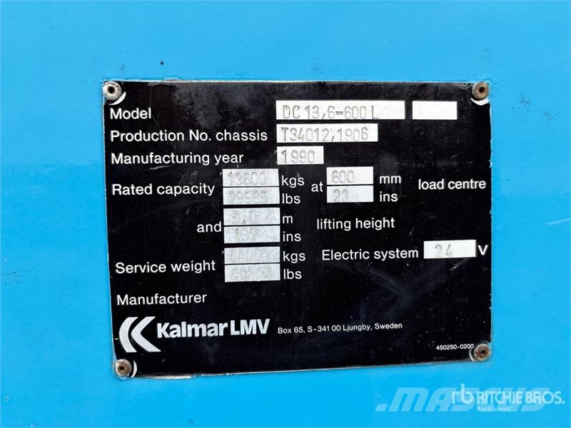 Kalmar DC13,6-600L 25000 lb Pneumatic Tire Forklift Other