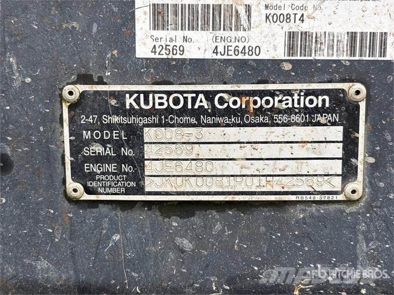 Kubota K008-3 Mini kotrók < 7t