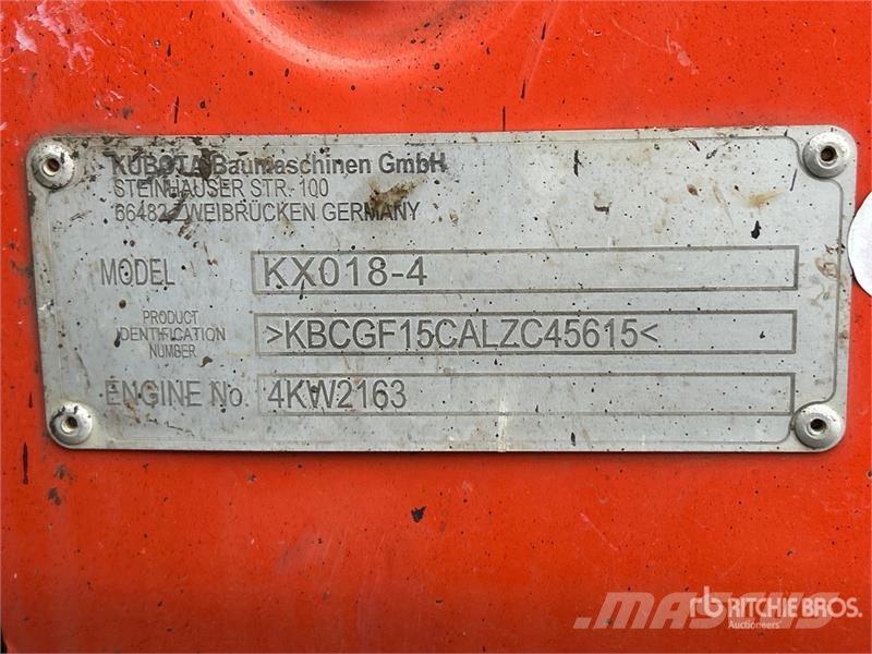 Kubota KX018-4H Mini Excavator Mini kotrók < 7t