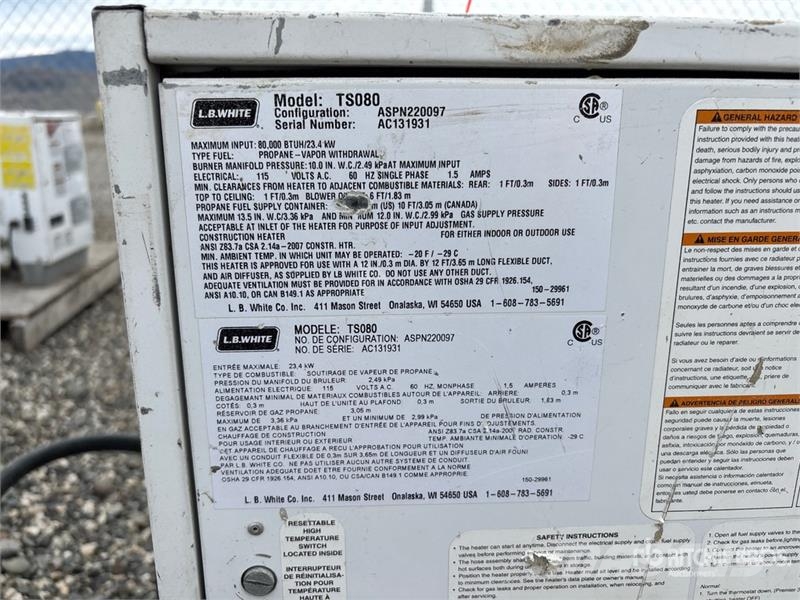 LB WHITE TS080 80000 BTU Space Heater Fűtő és Hűtő felszerelések