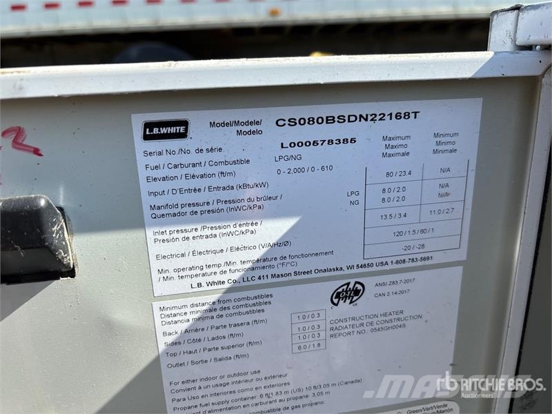 LB WHITE TS080DF 80000 BTU Space Heater Sildīšanas un atkausēšanas iekārtas