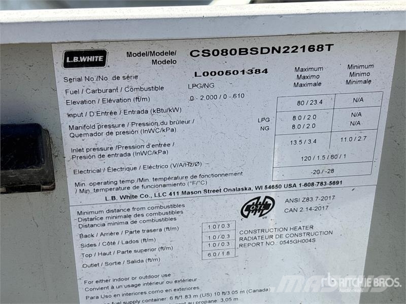 LB WHITE TS080DF 80000 BTU Space Heater Kühl- und Heizsysteme