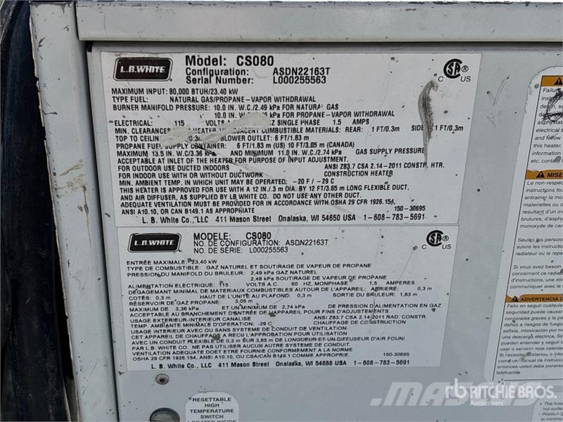 LB WHITE TS080DF 80000 BTU Space Heater Kühl- und Heizsysteme
