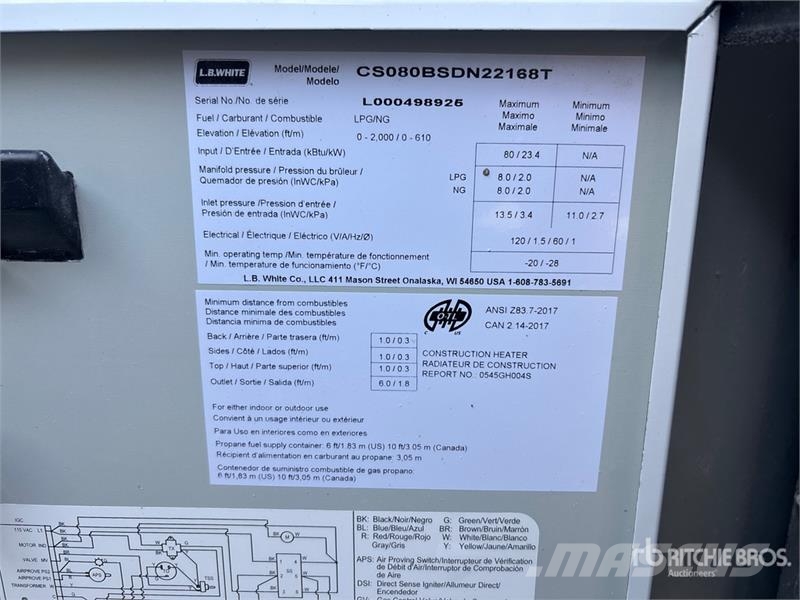 LB WHITE TS080DF 80000 BTU Space Heater Kühl- und Heizsysteme