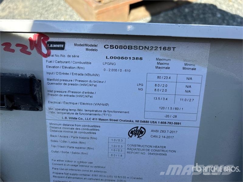 LB WHITE TS080DF 80000 BTU Space Heater Sildīšanas un atkausēšanas iekārtas