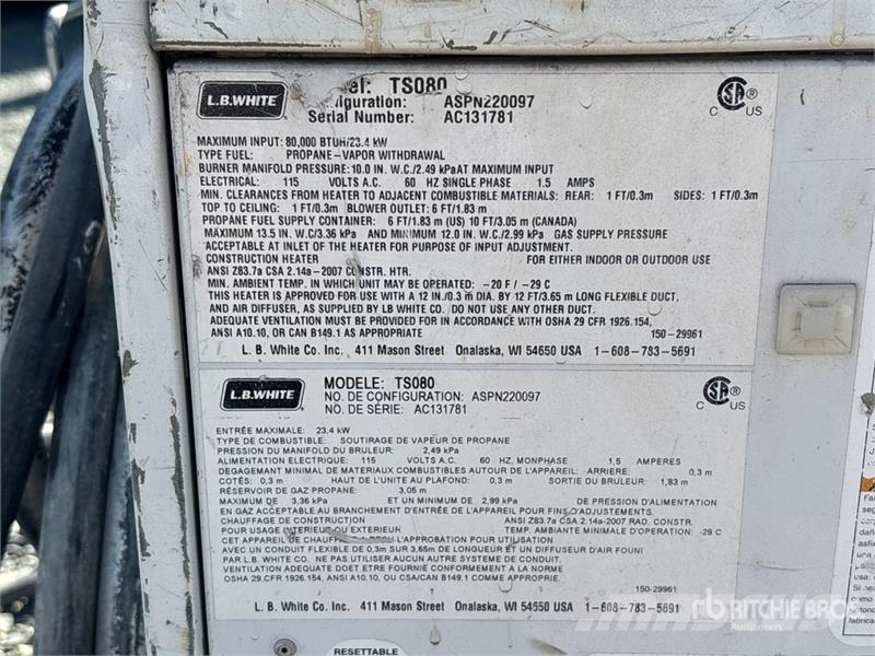 LB WHITE TS080DF 80000 BTU Space Heater Kühl- und Heizsysteme