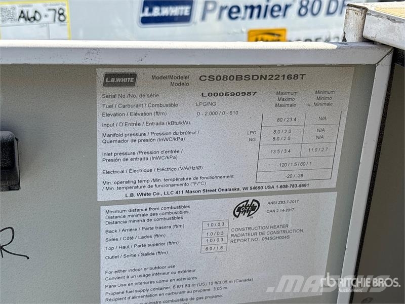 LB WHITE TS080DF 80000 BTU Space Heater Sildīšanas un atkausēšanas iekārtas