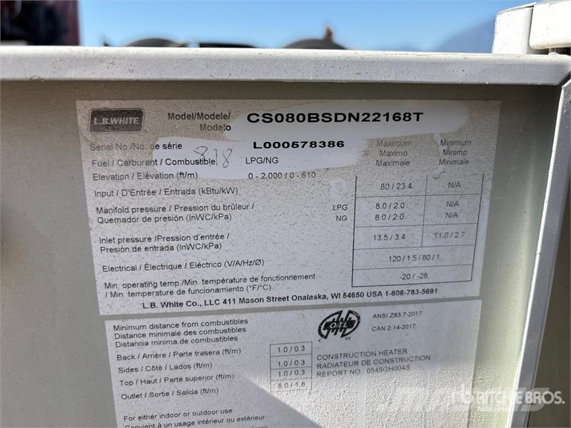 LB WHITE TS080DF 80000 BTU Space Heater Kühl- und Heizsysteme