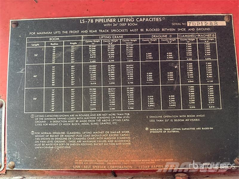 Link-Belt LS-78PL 17.5 ton Lattice-Boom Crawler Crane (Inope Grue sur chenilles