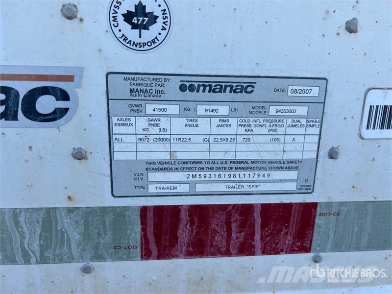 Manac 53 ft Tri/A Van Trailer Gesloten opbouw trailers