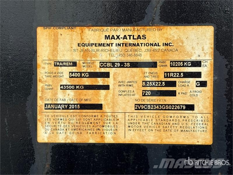 Max Atlas 20 ft Tri/A Extendable Container Trailer Konteinerių priekabos