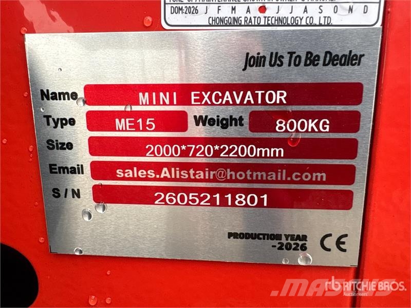ME15 Mini Excavator (Unused) Mini Escavadoras <7t