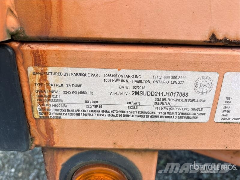 Miska 58 8 ft 6 in S/A Dump Utility Trailer Самоскиди