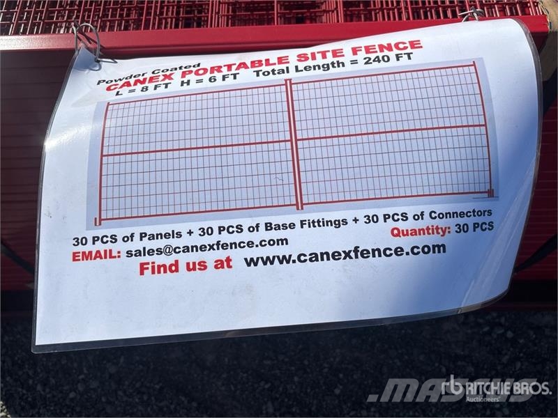  Quantity of (30) Canex 8 ft x 6 ft Powder Coated T Andre komponenter