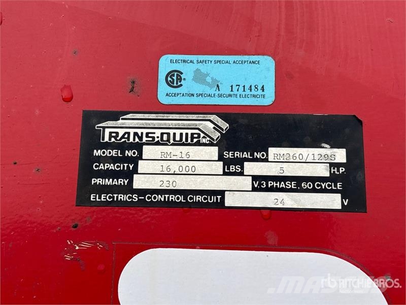  Quantity of (4) Transquip RM16 Electric Truck Hois Sonstige Baumaschinen