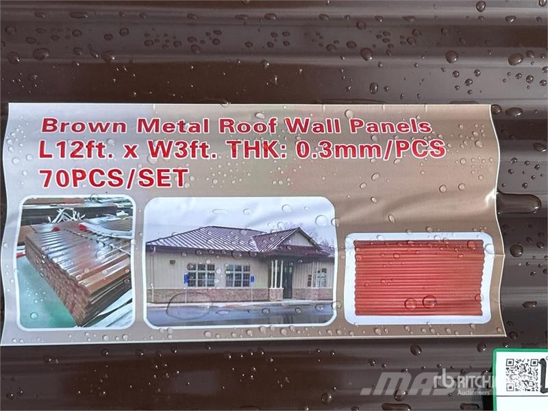 Quantity of (70) 3 ft x 12 ft Brown Metal Roof Pan Seilwinden, Bauaufzüge und Lastenaufzüge