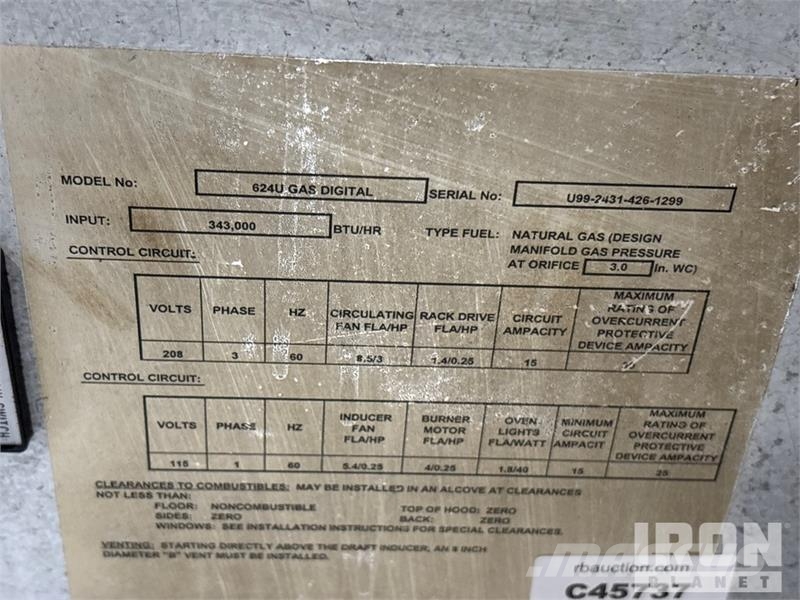 Revent 624U Industrial Oven Andre komponenter