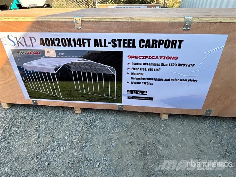  SKLP SK-SC40 20 ft x 40 ft All-Steel Carport (Unus المباني الإطار الصلب