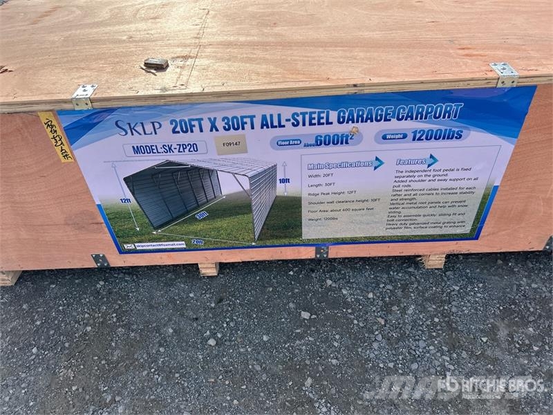 SKLP SK-ZP20 20 ft x 30 ft All-Steel Enclosed Carp Stålrammer