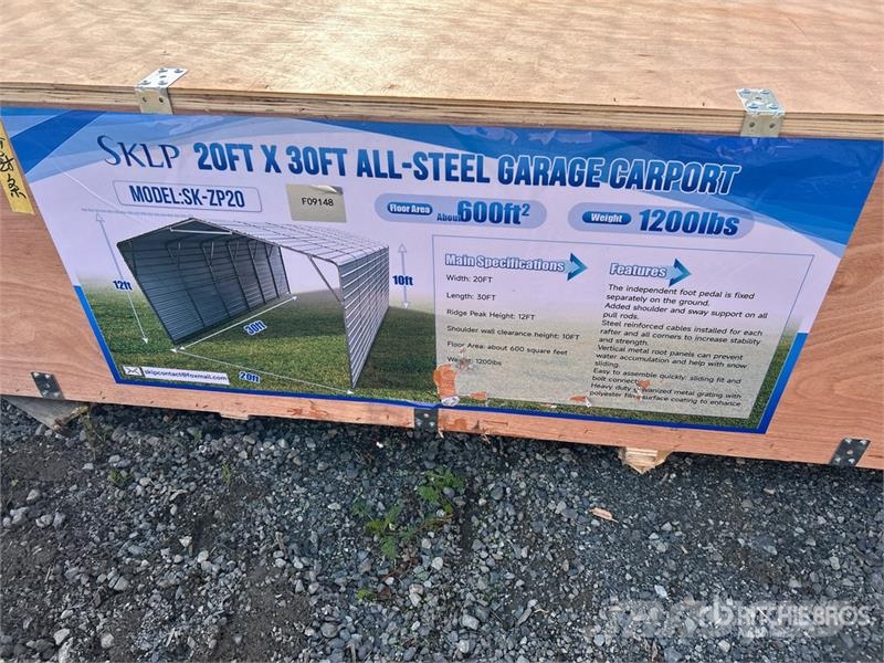 SKLP SK-ZP20 20 ft x 30 ft All-Steel Enclosed Carp Stålrammer