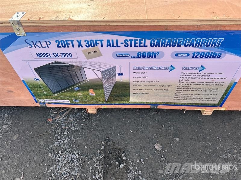 SKLP SK-ZP20 20 ft x 30 ft All-Steel Enclosed Carp Stålrammer