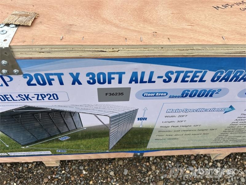  SKLP SK-ZP20 20 ft x 30 ft All-Steel Enclosed Carp Edificación de acero