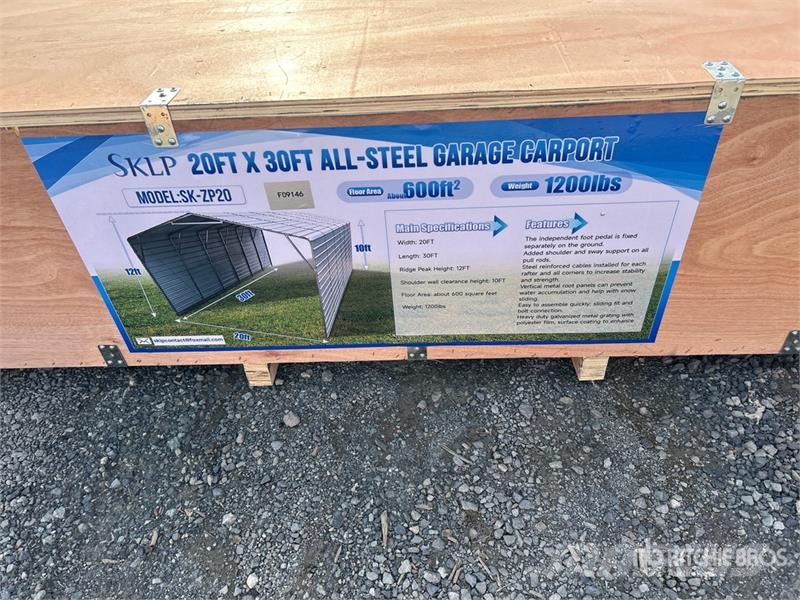 SKLP SK-ZP20 20 ft x 30 ft All-Steel Enclosed Carp Stålrammer