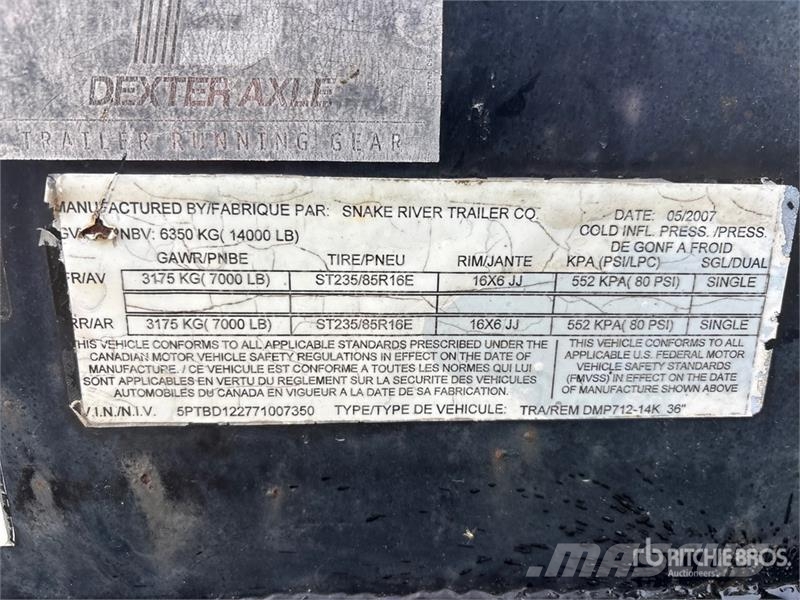  Snake River 12 ft T/A Dump Utility Trailer Tipphengere