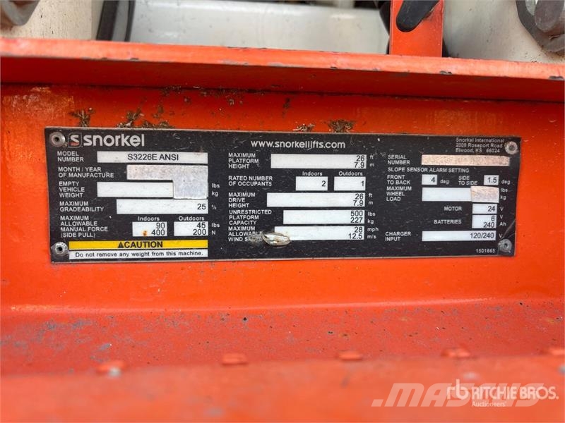 Snorkel S3226E ANSI Electric Scissor Lift Piattaforme a pantografo