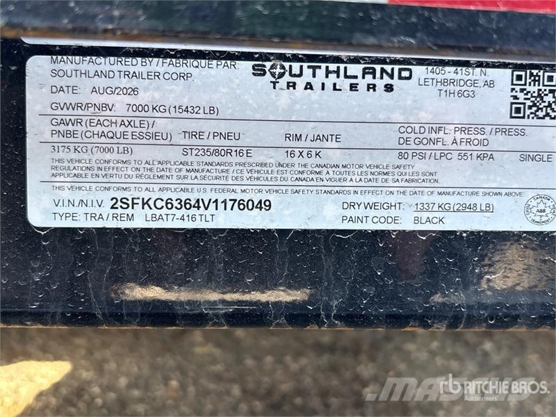 Southland LBAT7-416 12485 lb 23 ft T/A Tilt Deck T Низкорамные прицепы