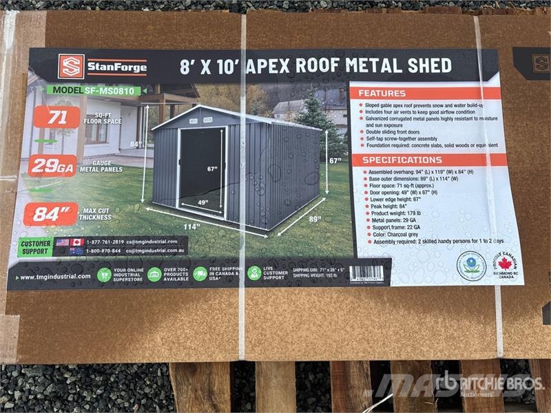 StanForge MS0810 8 ft x 10 ft Galvanized Apex Roof Stahlrahmenaufbauten