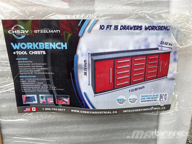 Steelman 9 ft 5 in 15-Drawer Workbench (Unused) Andre komponenter