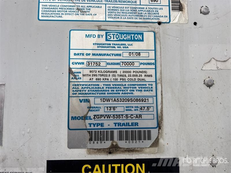 Stoughton 53 ft x 102 in T/A Van Trailer Remorque Fourgon