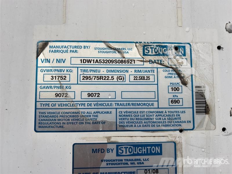 Stoughton 53 ft x 102 in T/A Van Trailer Remorque Fourgon