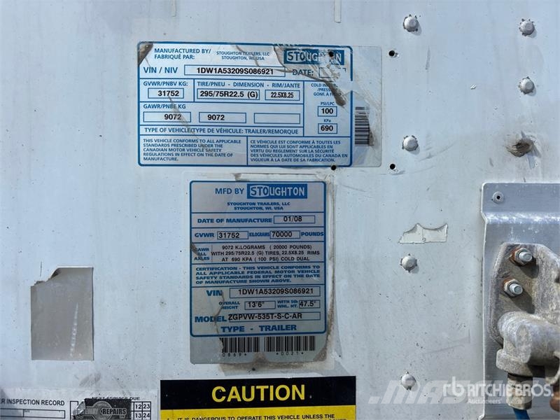 Stoughton 53 ft x 102 in T/A Van Trailer مقطورات ذات هيكل صندوقي