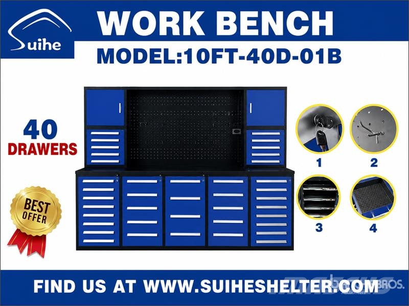 Suihe NWB-H40DB-10 10 ft 40-Drawer Workbench (Unused) مكونات أخرى