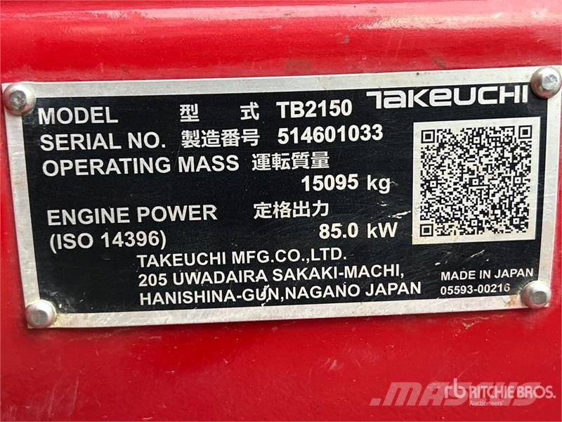 Takeuchi TB2150CS Tracked Excavator Raupenbagger
