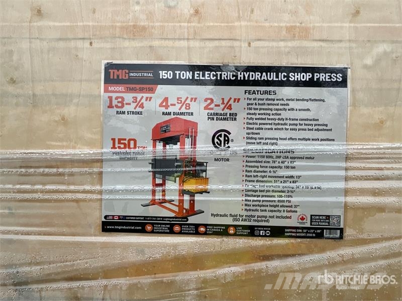 TMG SP150 150 ton Shop Press (Unused) مكونات أخرى