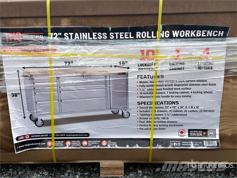 TMG WB7210S 72 in 10-Drawer Workbench (Unused) مكونات أخرى