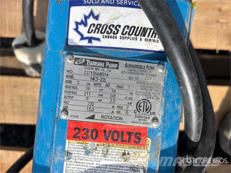 Tsurumi NK3-22L Electric 3 in Submersible Water Pump Andre komponenter