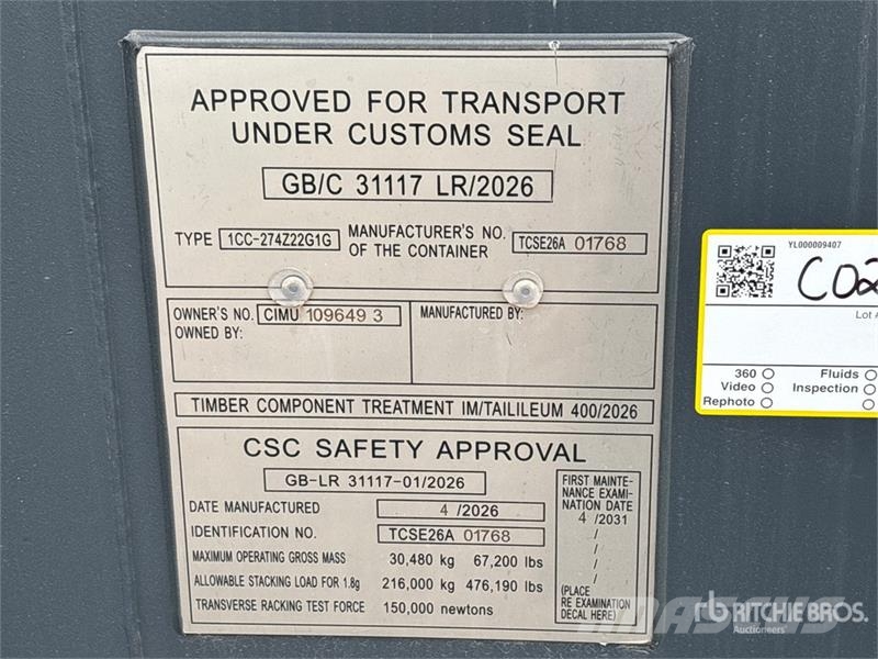 20GP Storage Container (Unused) Storage containers