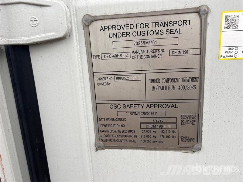  40 ft High Cube Multi-Door Storage Container 贮藏箱