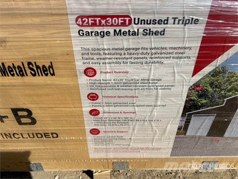  42 ft x 30 ft Triple Garage Metal Shed (Unused) Stahlrahmenaufbauten